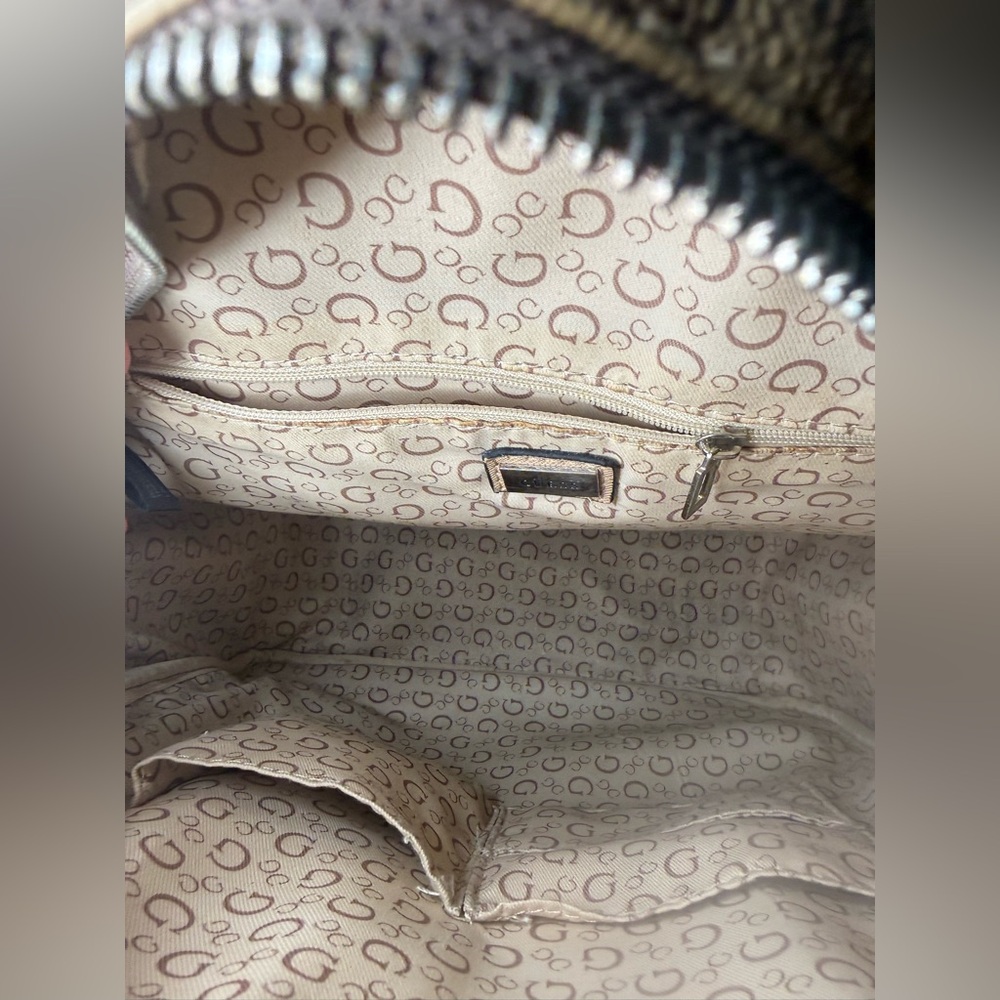 Guess Brown Tan Monogram Pattern Mini Backpack Pu… - image 10
